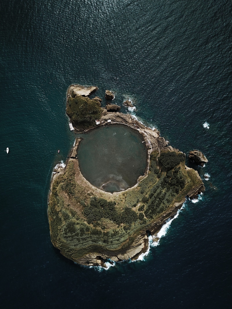 solid, nature, sea, ocean, body, high angle view, view, photography, trees, nautical vessel, no people, surrounded, rock - object, s, outdoors, small, island