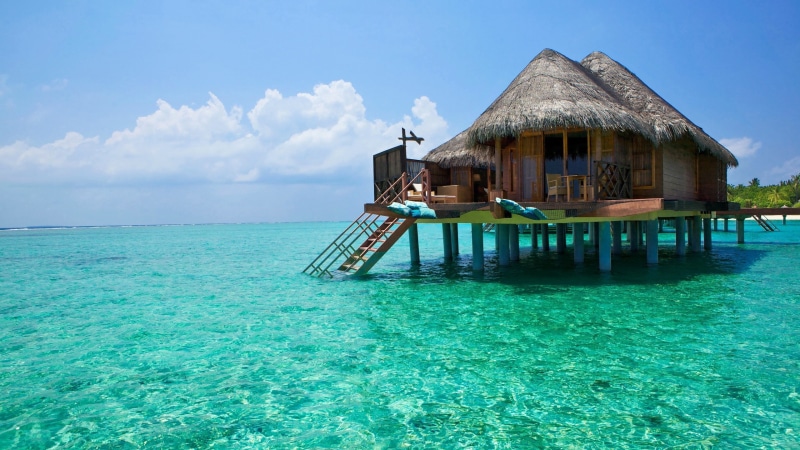 bungalows, island, ocean, 2K, bali