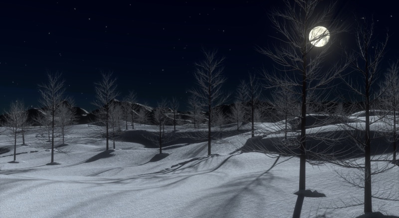 Scene, 3D, Xmas, Weather, outdoors, beauty in nature, Landscape, environment, Mountain, sky, Moonlight, snowing, Season, 1080P, Outdoor, branch, cold temperature