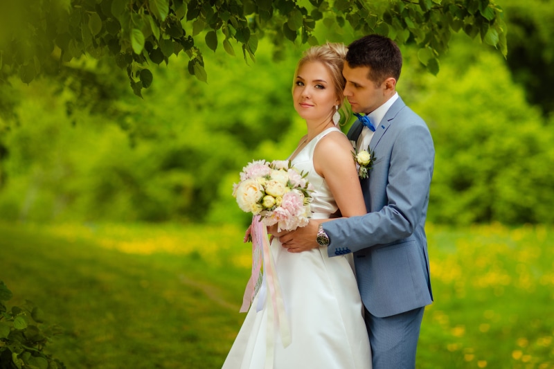 wedding dress, togetherness, the happy couple, love, 5K, adult, newlywed, couple - relationship, emotion, bride with bouquet, flowering plant, women, husband