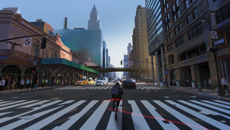 city life, road, symbol, men, built structure, city, group of people, high, street, modern, cityscape, road marking, nature, marking, rise, video games