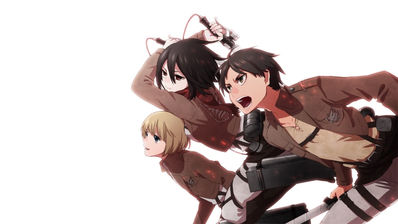 cut out, Mikasa Ackerman, indoors, armin, Shingeki no Kyojin, studio shot, anime boys, shingeki, three quarter length, copy space, 2K, nature