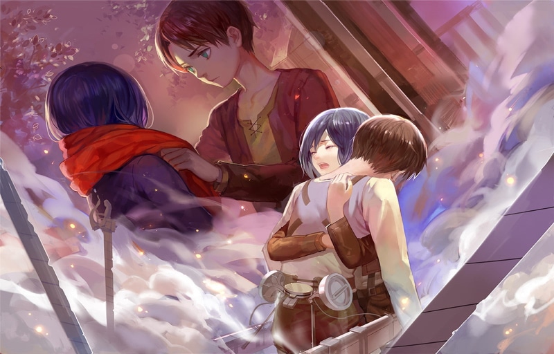 boys, bonding, men, leisure activity, girls, Eren Jeager, males, females, sunlight, childhood, women, family, innocence, people, Mikasa Ackerman, togetherness