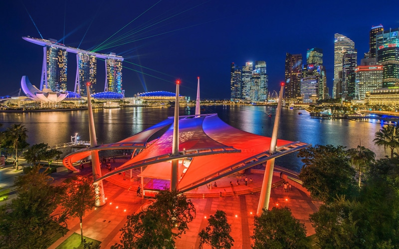bridges, singapore, connection, transportation, hd, night, illuminated, laptop, 4K, sky, nautical vessel, mobile, bay, tall - high, city, skyscrapers