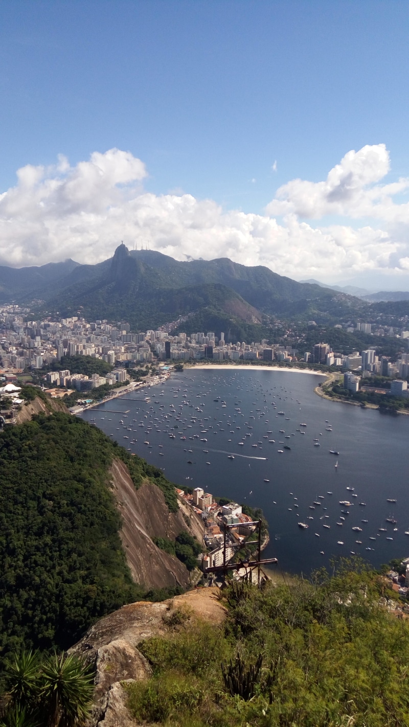 ocean, tranquil scene, cloud - sky, high angle view, brasil, outdoors, plant, brazil, land, sky, 4K, day, sea, mountain, building exterior, scenics - nature