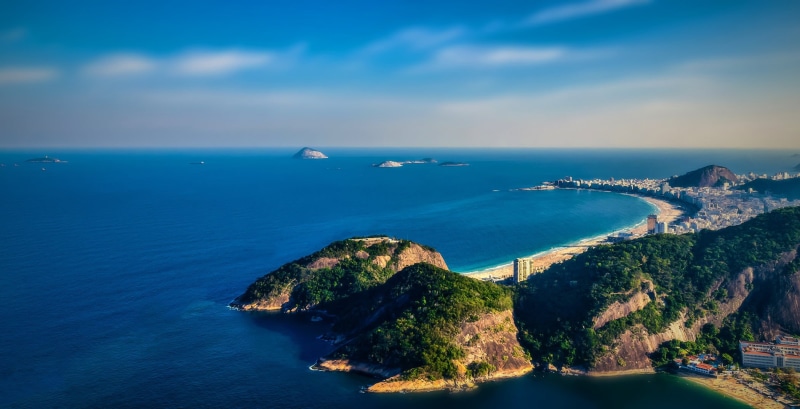 aerial view, blue, lagoon, rock, water, land, travel, holiday, daytime, scenics, sky, tranquility, rio de janeiro, body, horizon over water, bay, cloud - sky