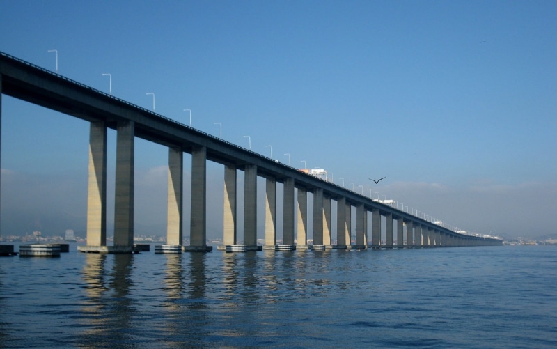 1080P, architectural column, built structure, pier, outdoors, blue, clear sky, landscape, river, no people, urban, day, Architecture, bridge - man made structure