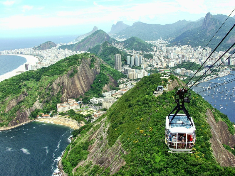 no people, scenic, water, scenics - nature, beauty in nature, plant, architecture, brazil, tourism, building exterior, overhead cable car, transportation