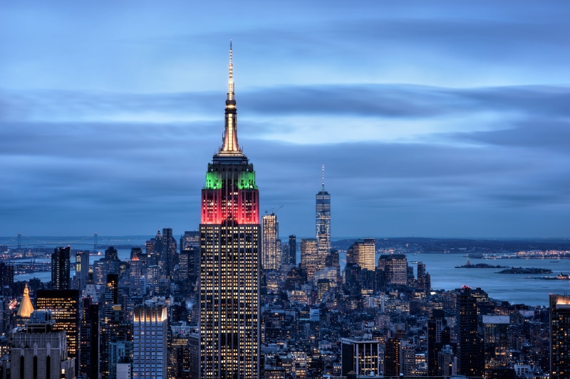 blue  hour, time, night, 5K, Rockefeller Center, state, City  lights, Empire  Empire, cityscape, building, skyscraper, empire, Empire State Building, night time