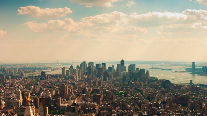business, scenics, downtown District, architecture, famous Place, lower Manhattan, dusk, fog, metropolis, midtown Manhattan, residential district, water