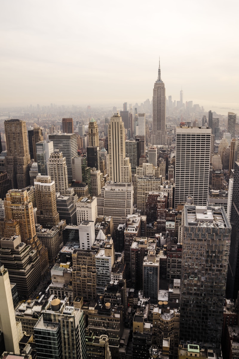 manhattan, crowded, built structure, office, architecture, nyc, tall - high, cityscape, york, financial district, 5K, top of the rock, spire, empire state