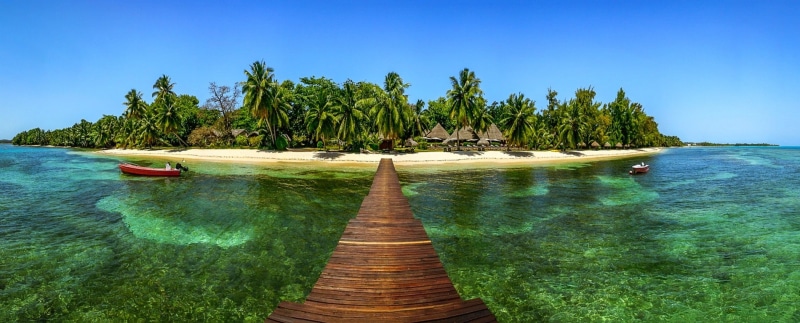 720P, nature, boat, landscape, sea, palm trees, tropical, beach, island, dock, summer