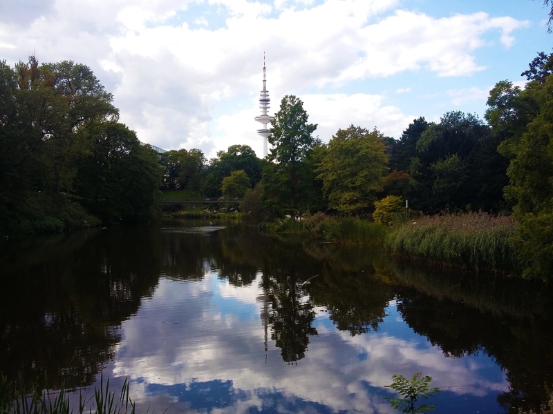 wood, lake, tower, plant, parks, travel, gardens, stream, tourist, prato, trip, 2K, reflection, garden, spire, silence, plants, sky, park, green, peace