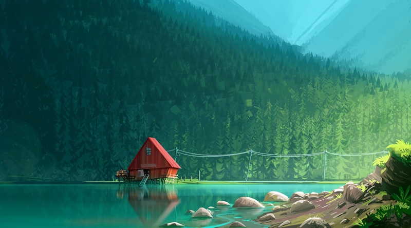 landscape, forest, 1080P, minimalism, Sawmill