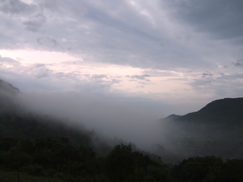 no people, landscape, 2K, Mountains, sky, Fog, mountain range, mountain, Clouds, tranquility, non-urban scene, outdoors, hazy, tranquil scene, environment