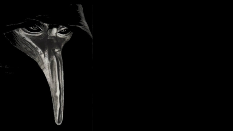 looking at camera, video games, indoors, mask, single object, animal head, halloween, studio shot, 1080P, animal body part, bone, celebration, Scp, black color