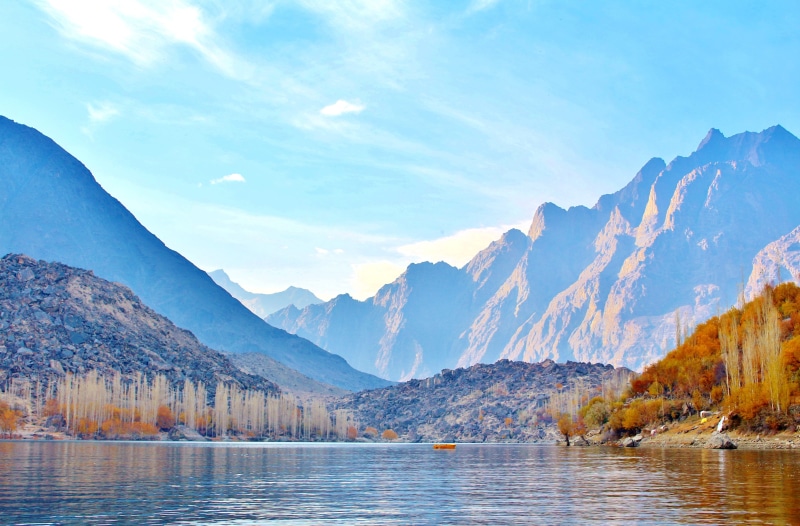 scenics - nature, environment, mountain, beauty in nature, adventure, autumn, skardu, idyllic, yellow, hill, Nature, reflection, 5K, formation, outdoors