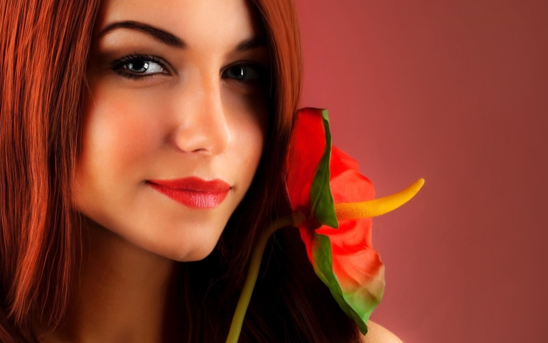 woman, s, red, 720P, hot babes and girls, girl, flower, hair