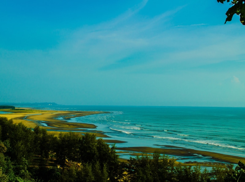 water, scenics - nature, Nature, sea, Landscape, cloud - sky, sky, beauty in nature, bangladesh, turquoise colored, Shore, outdoors, land, plant, tranquility