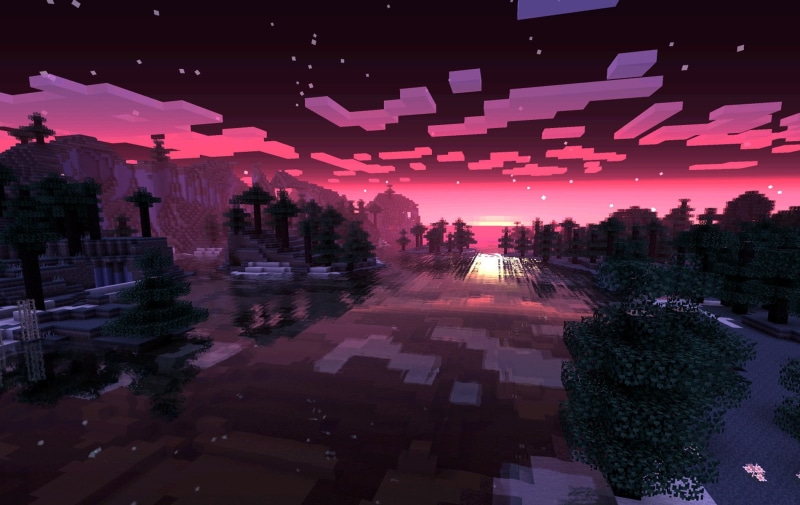 nature, water, islands, 720P, sunsets, trees, hd, minecraft, art, x