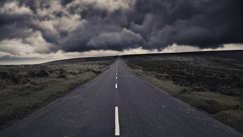 landscape, storm, outdoors, ominous, land, direction, cloud - sky, pc  hd 1080p nature  1920x1080, transportation, storm cloud, the way forward, horizon