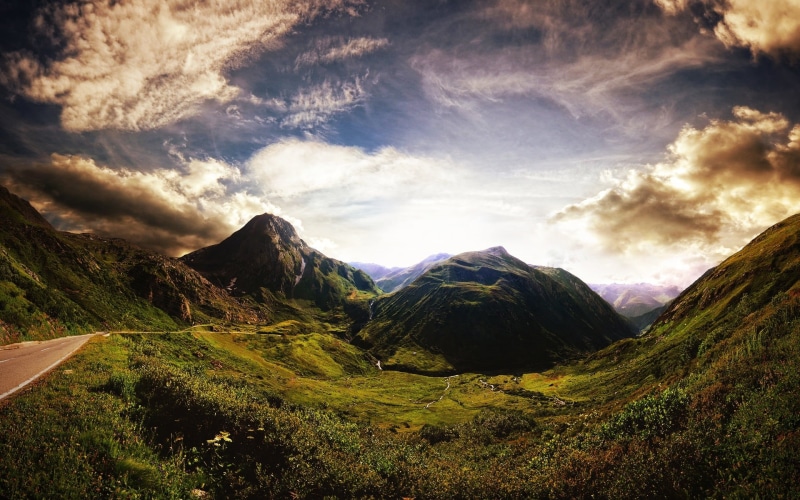 idyllic, mountains, nature, grass, non-urban scene, no people, mountain, 1080P, land, sky, environment, hill, scenics - nature, day, cliff, clouds, cloud - sky
