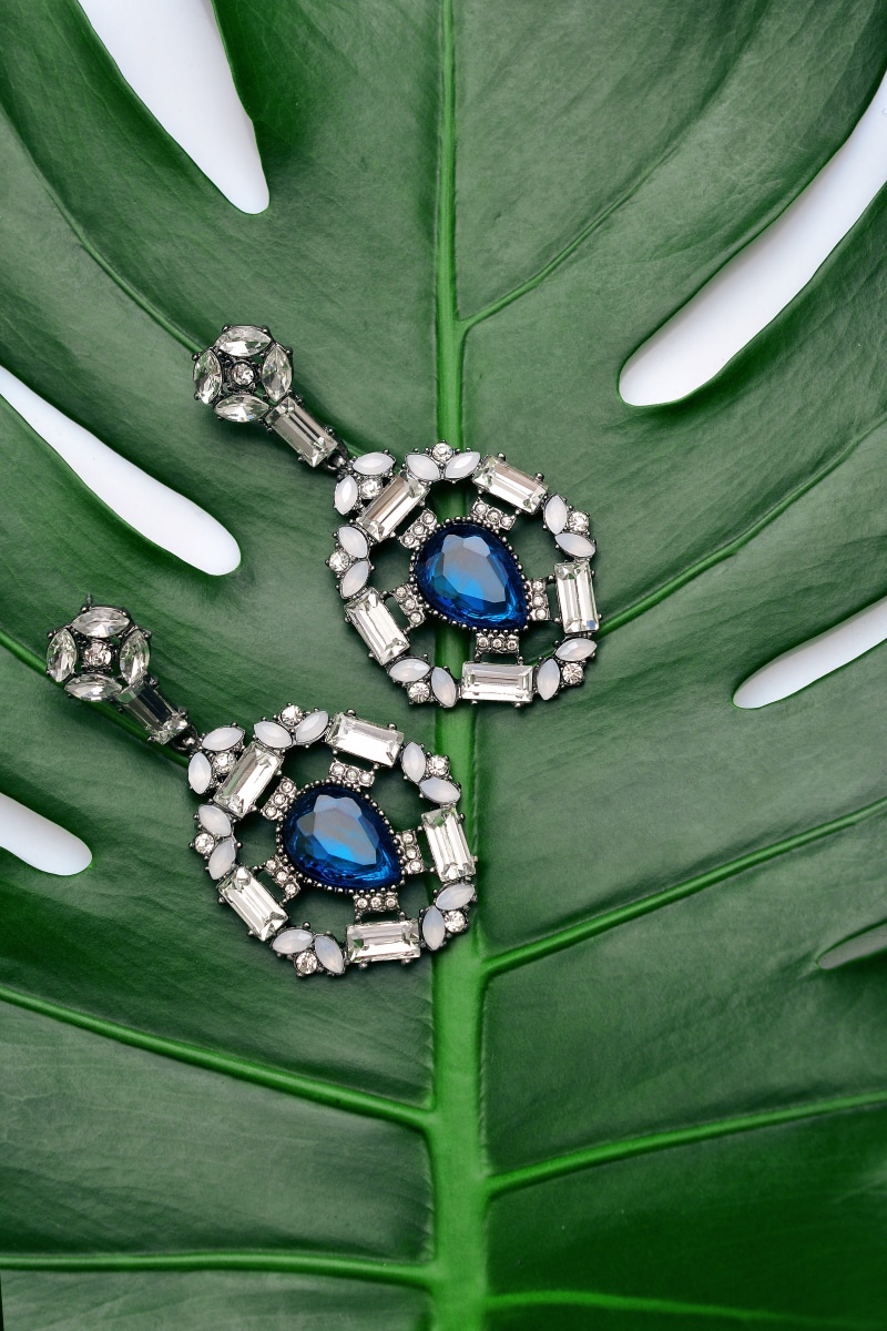 elegance, big, decoration, 5K, monstera, single Object, personal Accessory, macro, symbol, closeup, fotograf, shiny, sparkle, earring, luxury, silver