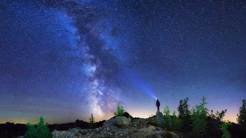 galaxy, beauty in nature, tranquility, space and astronomy, atmosphere, star, nature, universe, tranquil scene, no people, man, cutthroat pass, sky, scenics - nature