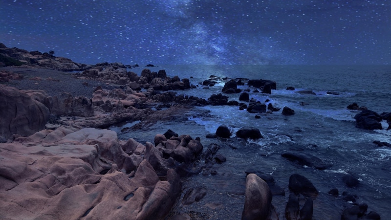 rock - object, galaxy, land, water, sea, solid, rock, astronomical object, rocky, non-urban scene, coast, scenics - nature, terrain, sky, star - space