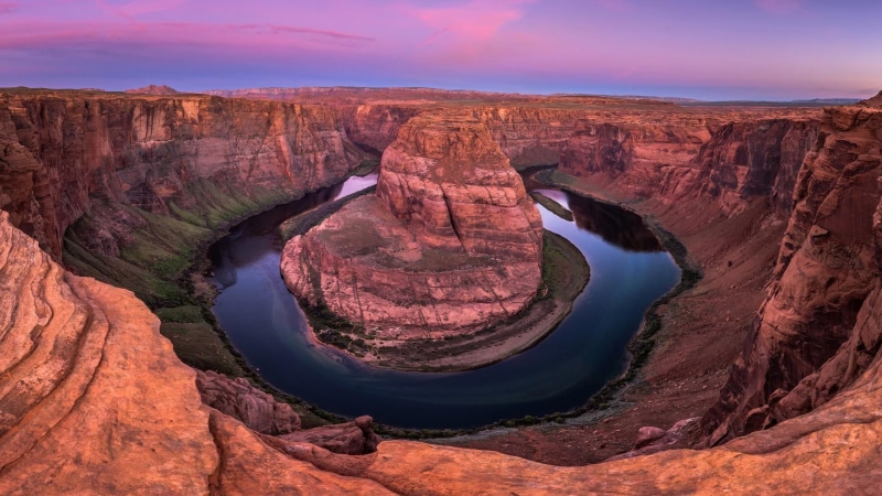 river, no people, geological phenomenon, nature, view, travel destinations, scenics - nature, outdoors, horseshoe bend, terrain, butte, tranquility, arid climate