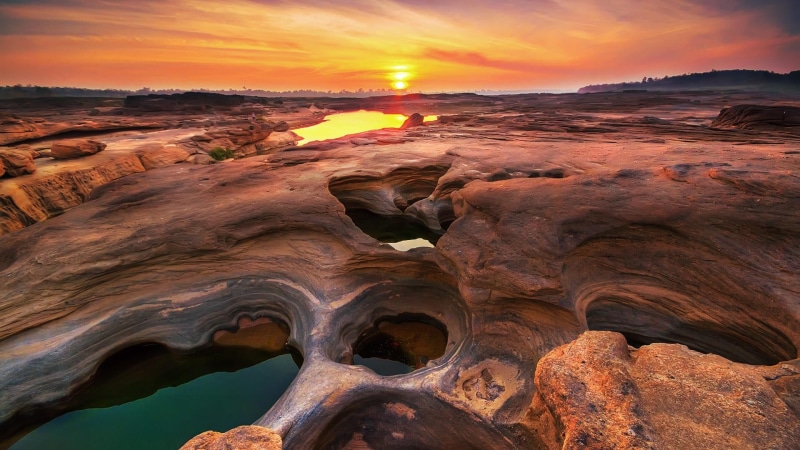 solid, formation, geology, beauty in nature, rock formation, tranquil scene, sun, sam pan bok, landscape, badlands, sunset, thailand, evening, rock, nature