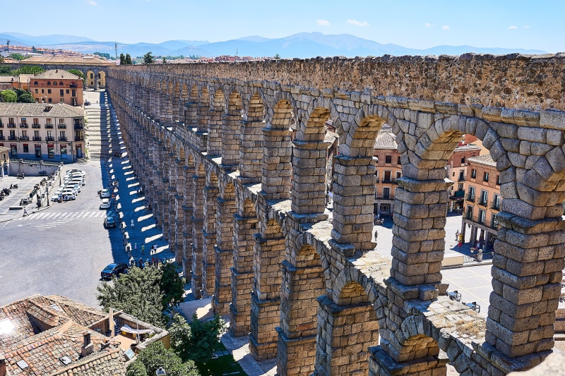 unesco world heritage site, aerial, high angle view, built structure, segovia, unesco, architecture, column, city, historic old town, historical city centre