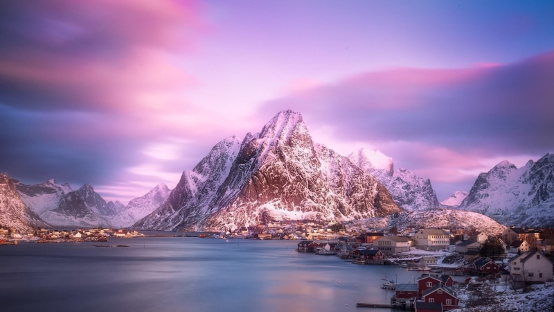 archipelago, freezing, tranquil scene, arctic, cloud, 1080P, snowcapped mountain, reflection, cloud - sky, no people, mountain, scenics - nature, lake