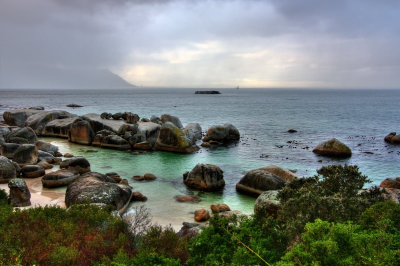 south  africa, high  dynamic  range, photo, photograph, picture, composite, ocean  water, stock  photo, wide  angle, sea, cyan, silhouette, tree, clouds