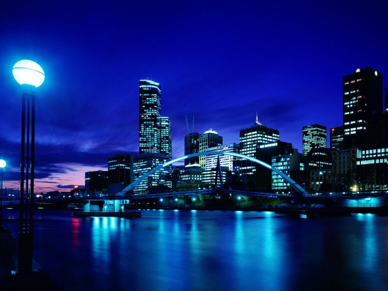 built structure, sky, Melbourne, night, reflection, Australia, 720P, lighting equipment, light, water, residential district, nightlife, outdoors, river