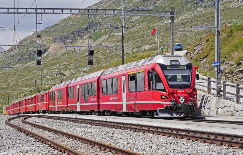 bernina, svizzera, gleise, transportation, train - vehicle, locomotive, narrow gauge, berninazug, 4K, mode of transportation, pass, diplomatic traffic