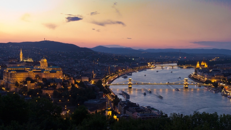 budapest, river, chain, chenyi, hill, sz, gellert, danube, hungary, top, 4K, taken, bridge