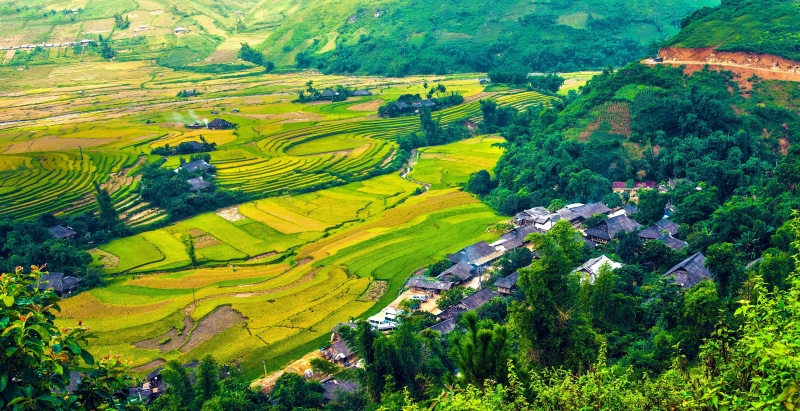 field, hill, terraced Field, Stretch, Yen Bai, mountain, village, Blind, tranquility, scenics - nature, tranquil scene, idyllic, blind stretch comb, 4K