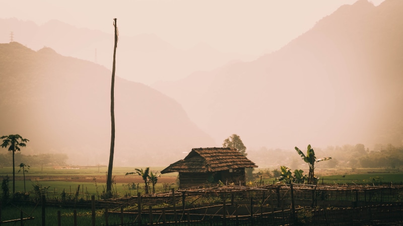 barn, plant, ancient, brown, built structure, rice paddy, architecture, straw, bamboo, hut, 5K, no people, mountain, place of worship, religion, travel destinations