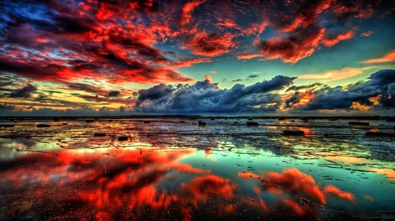 tropical Climate, outdoors, dawn, HDR, coastline, nature, orange Color, beauty In Nature, scenics, sunrise - Dawn, water, no people, scenics - nature, travel