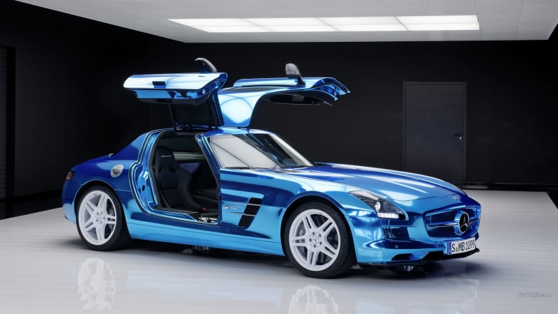 Mercedes SLS, blue cars, Mercedes Benz, car, mode of transportation, racecar, transportation, vehicle, luxury, shiny, 1080P, sport, motor vehicle, sports car