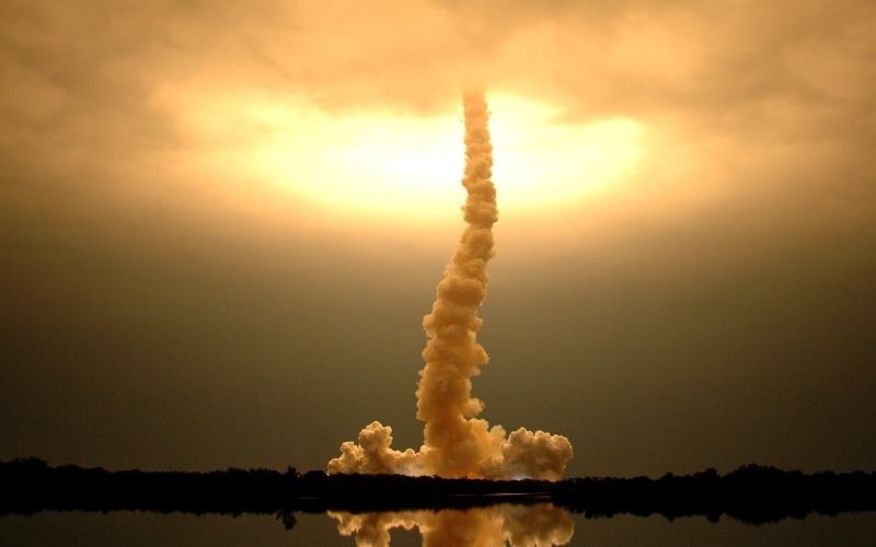 1080P, Launch, landscape, rocket, launching, smoke