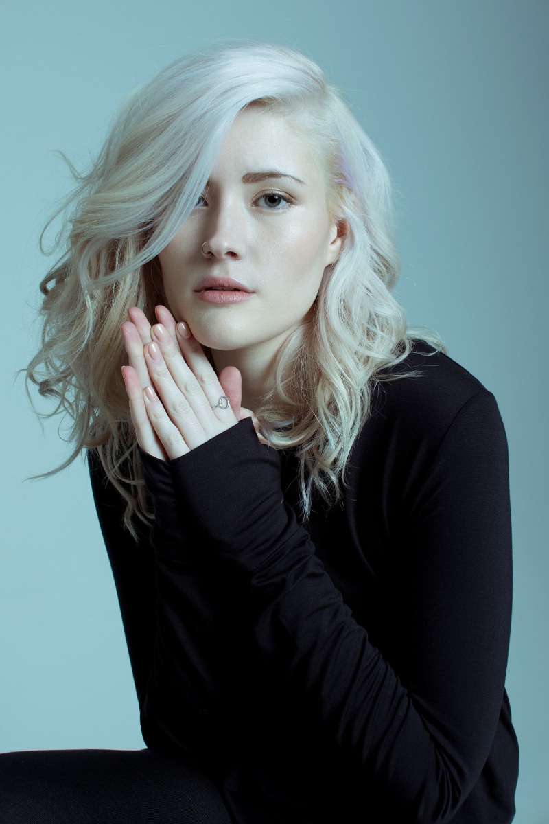 Madeline Juno, women, 2K, nose rings, blue eyes, white hair, singer