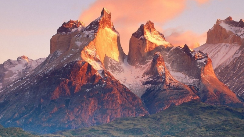 land, no people, scenics - nature, outdoors, rock formation, sky, Mountain, Cordillera Paine, rock, Torres del Paine National Park, solid, 1080P, Summit