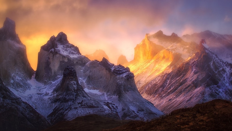non-urban scene, mountain range, atmosphere, landscape, rock - object, south america, torres del paine, patagonia, mountain, national park, peak, cordillera paine