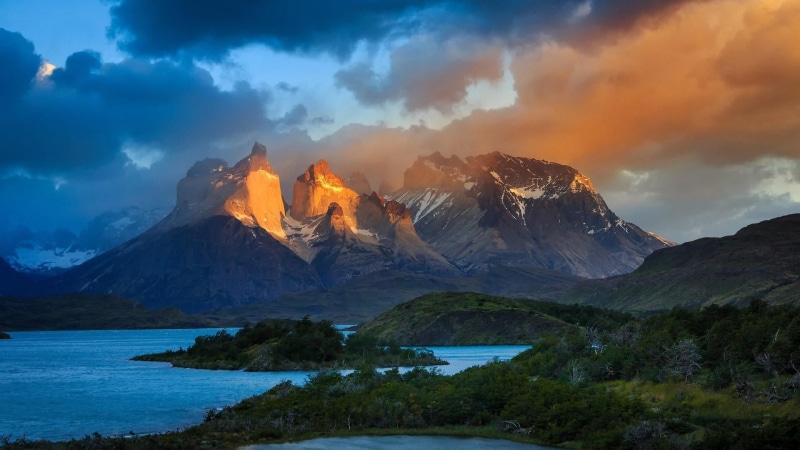 snow, sky, highland, cloud - sky, mountain, travel destinations, beauty in nature, cold temperature, torres del paine national park, torres del paine, 1080P