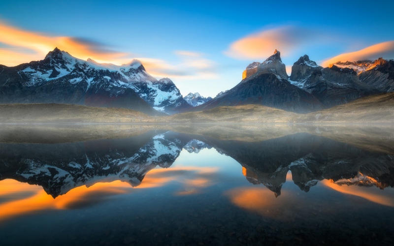 Reflection, south america, Patagonia, 4K, andes mountains, chile backgrounds