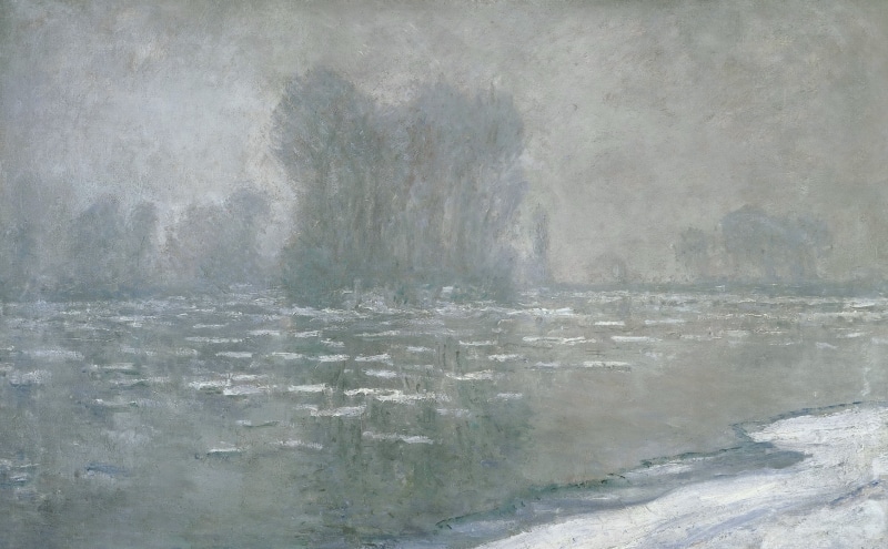 2K, landscape, Ice. Misty Morning, Claude Monet, picture