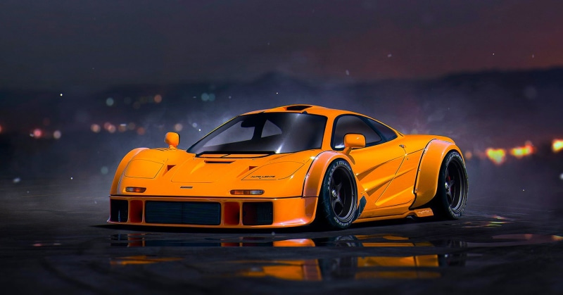 orange color, land Vehicle, driving, shiny, wheel, street, yellow taxi, night, aerodynamic, mode of transportation, car, mode of Transport, technology