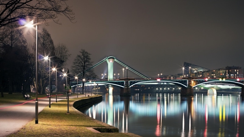 lights, boat, bridge, 4K, river, nigth, park